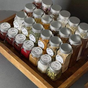 جا ادویه شیشه ای لیما مدل چارگوش طرح مکارتی