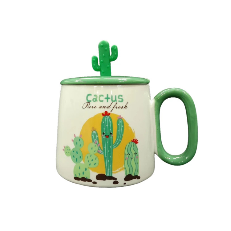 ماگ سرامیکی درب دار مدل کاکتوس کد 02