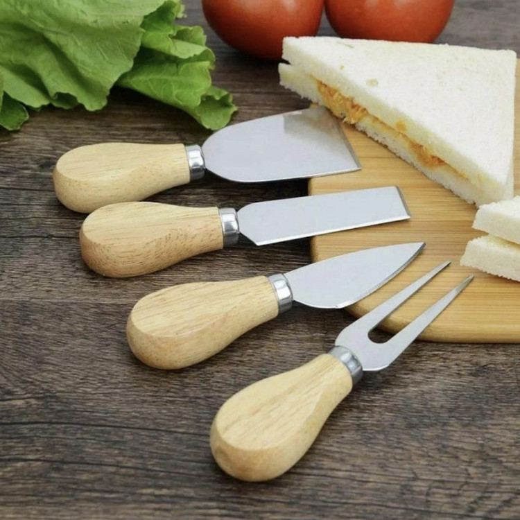 ست کارد صبحانه استند مگنتی مدل دسته چوبی مجموعه 5 عددی