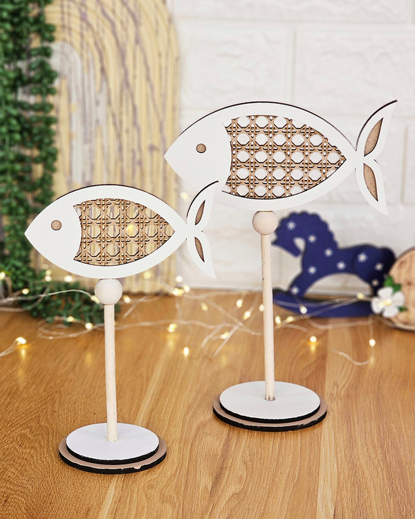 ماهی هفت سین چوبی حصیری